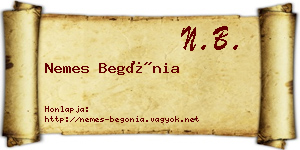 Nemes Begónia névjegykártya